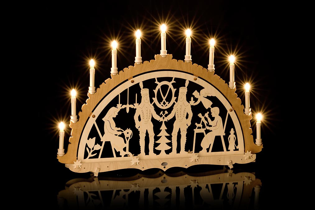 Lichterbogen mit Bergmann Erzgebirgskunst Drechsel