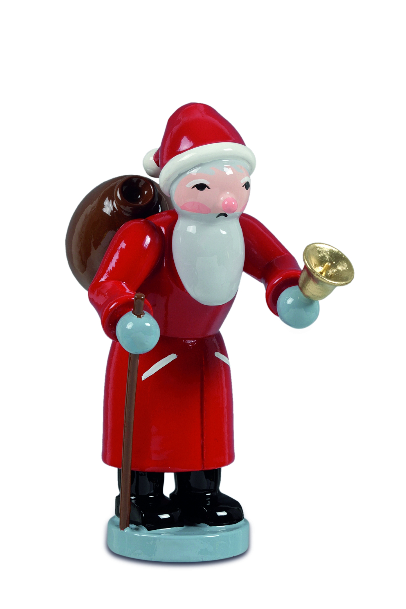 Kleiner Weihnachtsmann mit Glocke rot lackiert