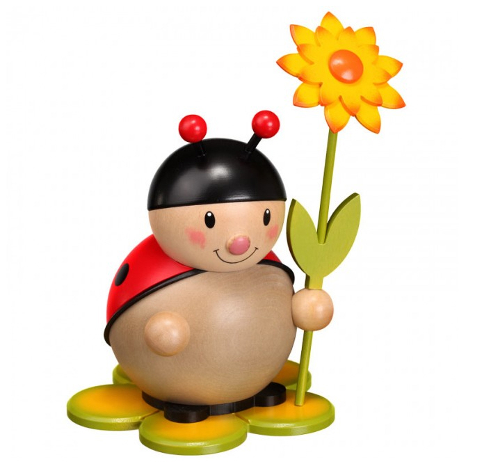 Marienkäfer mit Blume links groß