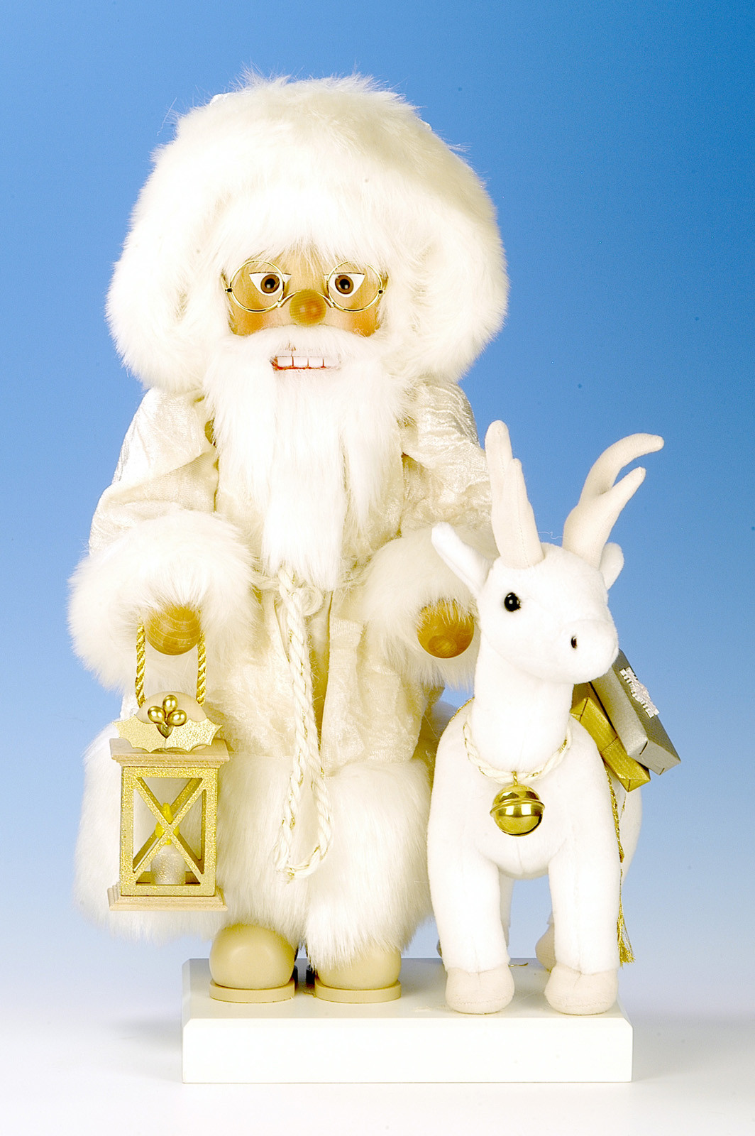 Nussknacker Bergmann 40cm - Traditionelle Erzgebirge Holzfigur Mit Erzstab & Fell