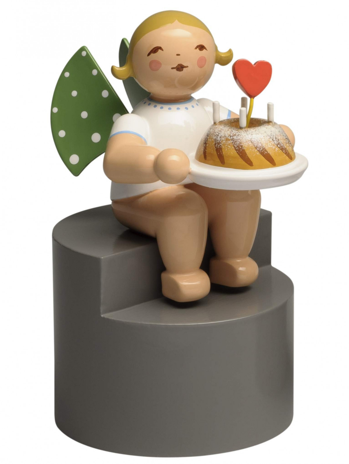 Engel mit Kuchen und Herz auf Podest - Erzgebirgskunst ...