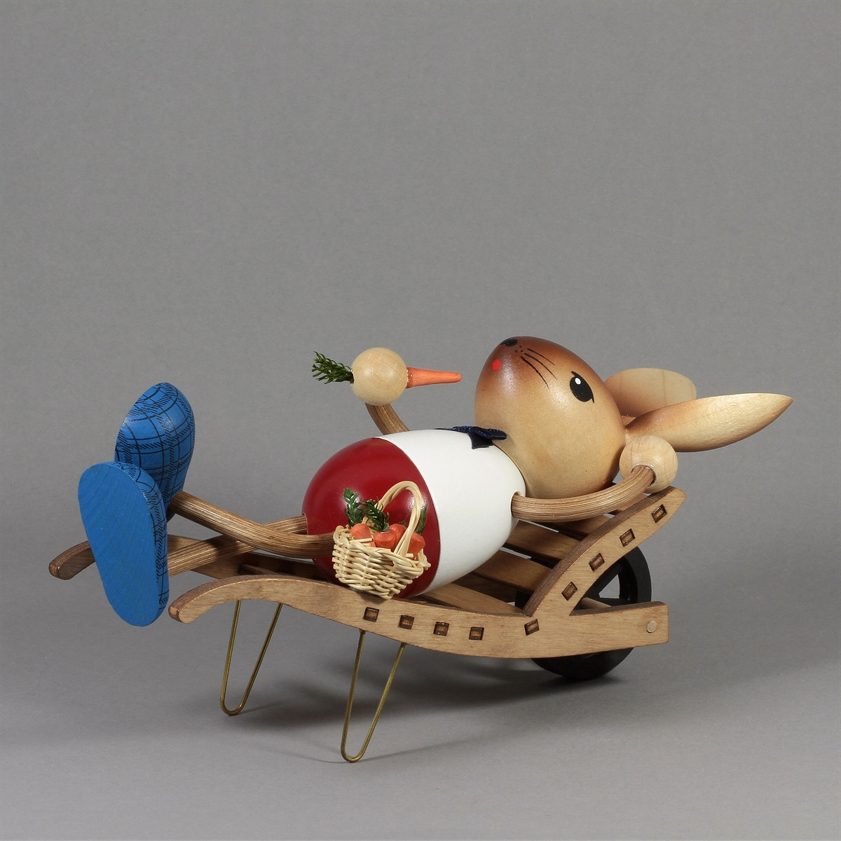 Kuhnerthase Hase auf Schubkarre - Erzgebirgskunst Drechsel