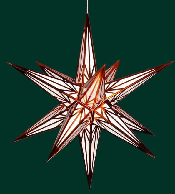 Weihnachtsstern fr auen, wei/kupfer - Erzgebirgskunst Drechsel