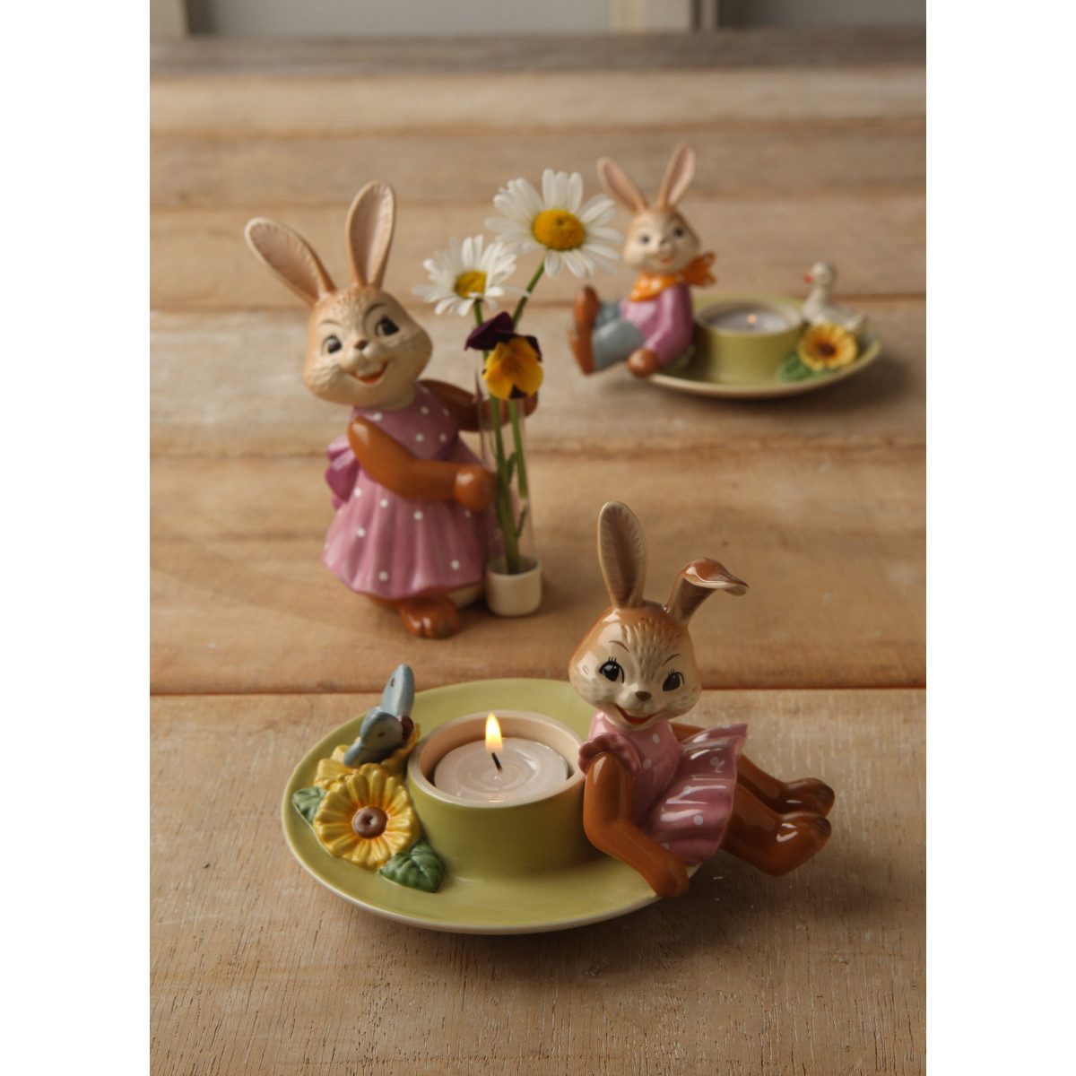 Osterhasen-Kuchenaufsatz Mit Wimpern – 5-tlg., Ca. 20 Cm Hoch, Aus Glitzerkarton, Für Party-Dekoration