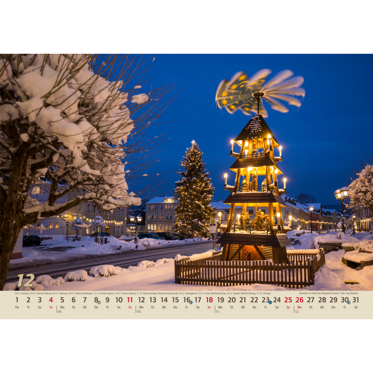 Schnee Weihnachten 2022 Sachsen Kalender 2022 Glanzlichter Sachsen Erzgebirgskunst Drechsel
