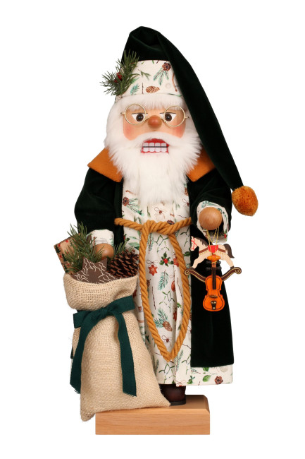 Nussknackerl Weihnachtsmann grüne Robe