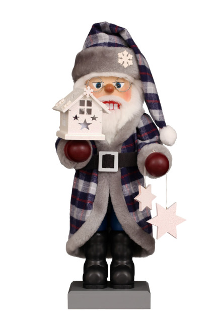 Nussknackerl Weihnachtsmann mit Lichterhaus