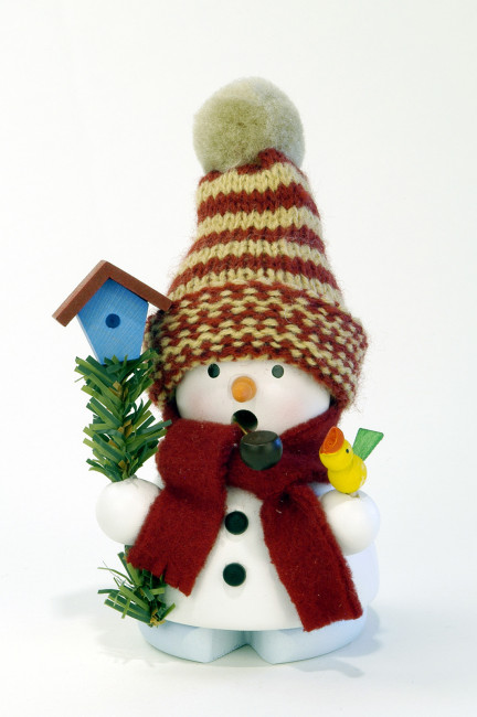 Räuchermännchen Schneemann mit Vogelhaus