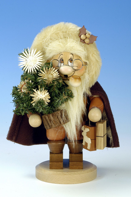 Räuchermännchen Wichtel Santa mit Strohsternbaum