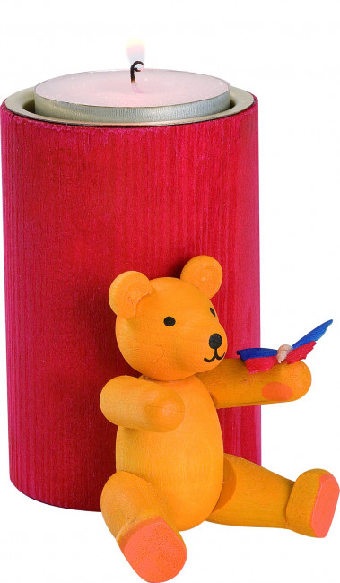 Teelicht-Kerzenhalter rot mit Teddy