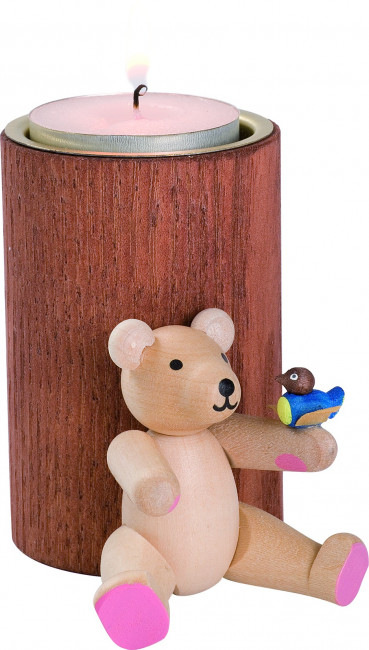 Teelicht-Kerzenhalter braun mit Teddy