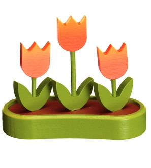Tulpenkasten orange, Sockel farbig