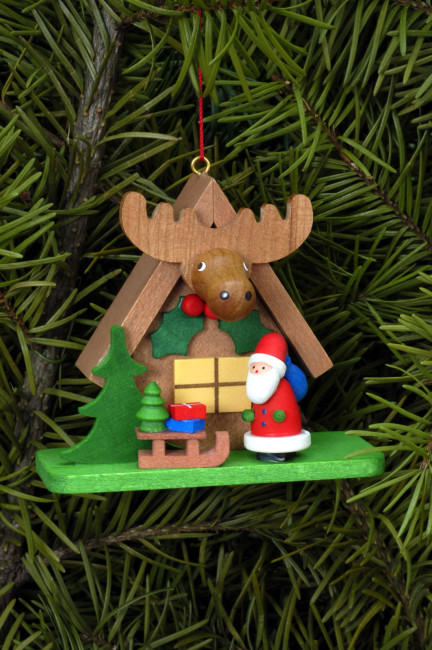 Baumbehang Waldhaus mit Weihnachtsmann