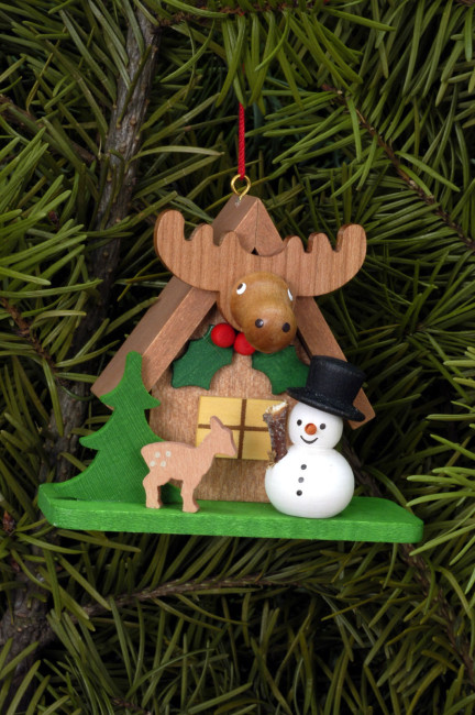 Baumbehang Waldhaus mit Schneemann