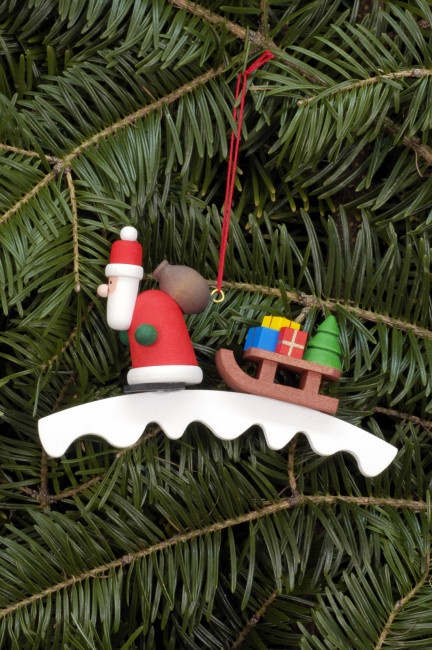 Baumbehang Santa mit Schlitten auf Bogen