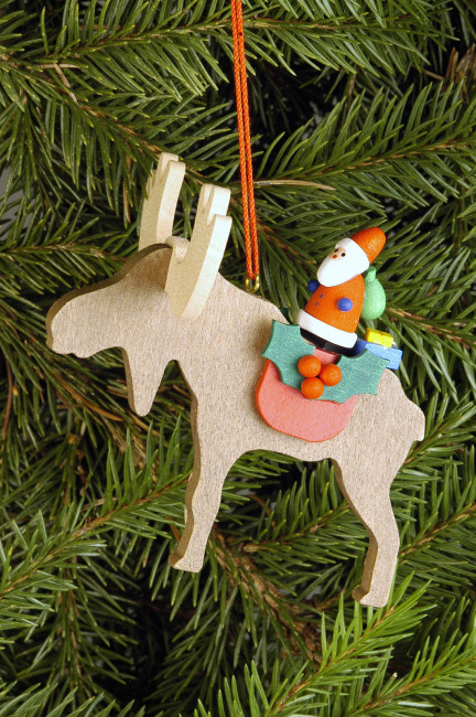 Baumbehang Elch mit Weihnachtsmann