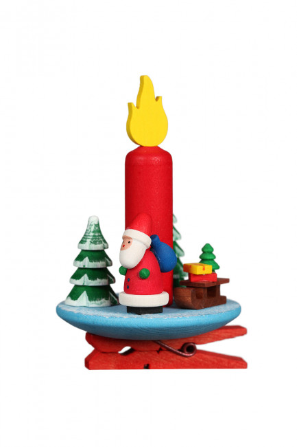 Baumbehang Kerze mit Weihnachtsmann auf Klammer