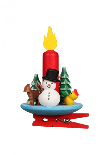 Baumbehang Kerze mit Schneemann auf Klammer