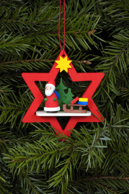 Baumbehang Weihnachtsmann im roten Stern