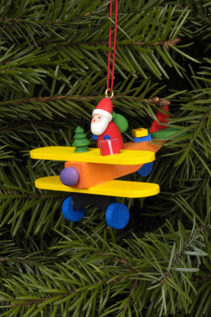 Baumbehang Weihnachtsmann auf Flieger