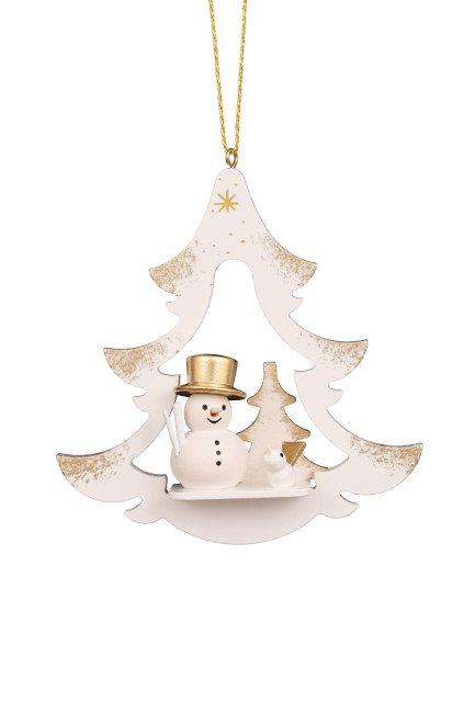 Baumbehang Baum weiß mit Schneemann - Auslaufartikel