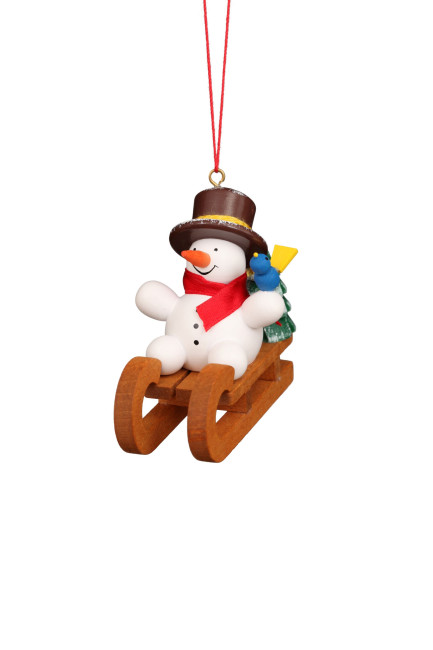 Baumbehang Schneemann auf Schlitten