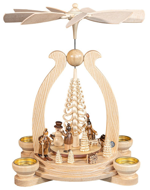 Teelicht-Bogenpyramide Wintermotiv