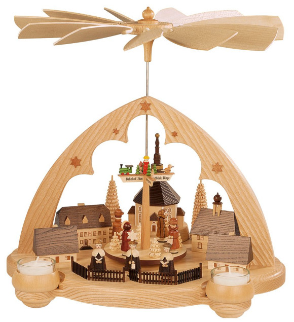 Teelicht-Pyramide Seiffener Dorf Spitzbogen