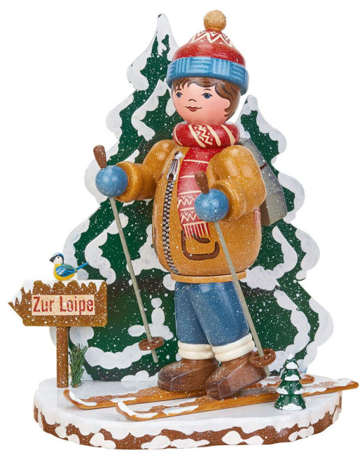 Räuchermann Winterkinder Schneeschuhfahrer Skifahrer