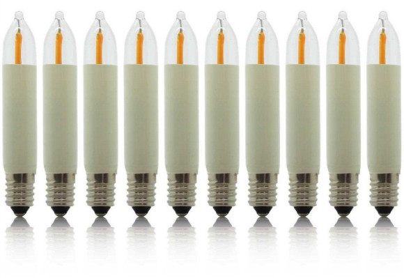 10 Stück Filament LED-Kleinschaftkerze 10-55V 0,1 -0,3 W E10