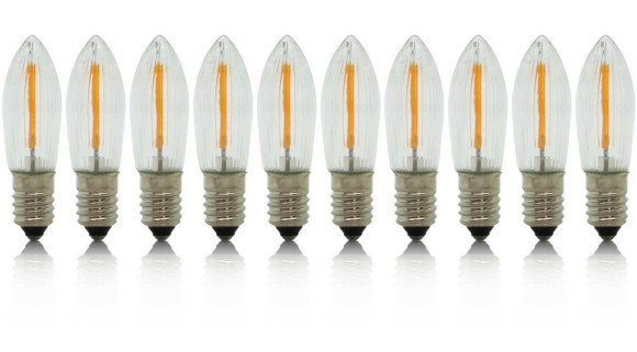 10 Stück Filament LED-Topkerze Riffelkerze 10-55V 0,1 - 0,3 W E10
