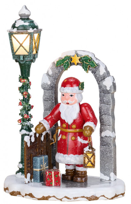 Winterkinder Weihnachtsmann mit Laterne - elektrisch beleuchtet