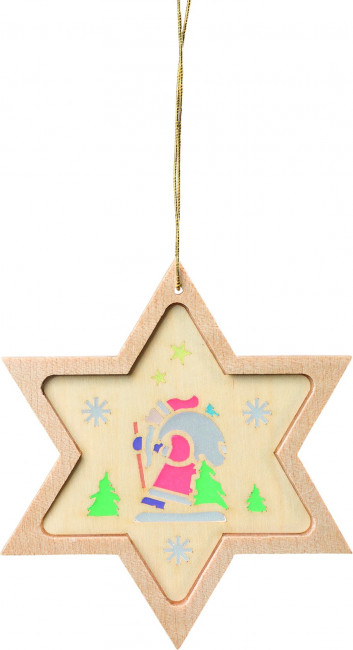 Baumbehang Stern mit Diaphanbild Weihnachtsmann