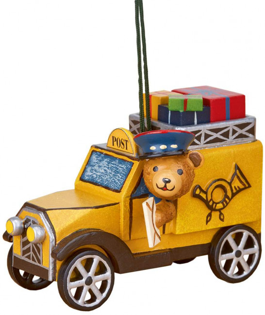 Baumbehang Postauto mit Teddy