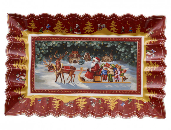 Kuchenplatte Weihnachtsmann mit Schlitten, 35 x 22 cm