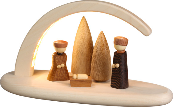 LED-Leuchterbogen mit Christi Geburt, natur - Auslaufartikel