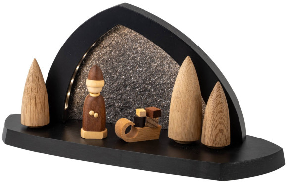 Seiffener Volkskunst LED-Gesteinsbogen Breite 31 cm, anthrazit, Weihnachtsmotiv natur USB-C