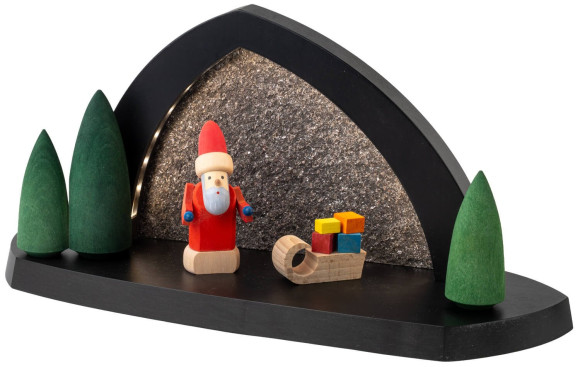 Seiffen Volkskunst LED-Gesteinsbogen Breite 31 cm, anthrazit, Weihnachtsmotiv farbig USB-C