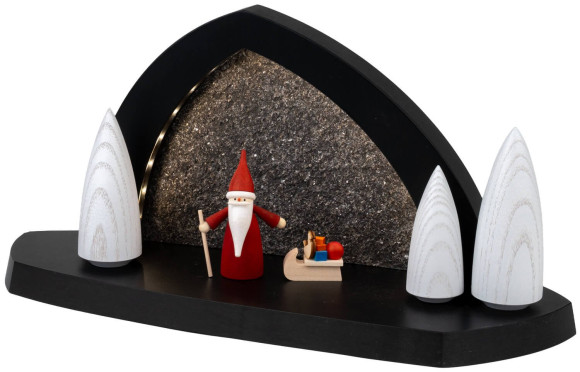 Seiffener Volkskunst LED-Gesteinsbogen anthrazit Weihnachtswichtel inkl. USB-Stecker