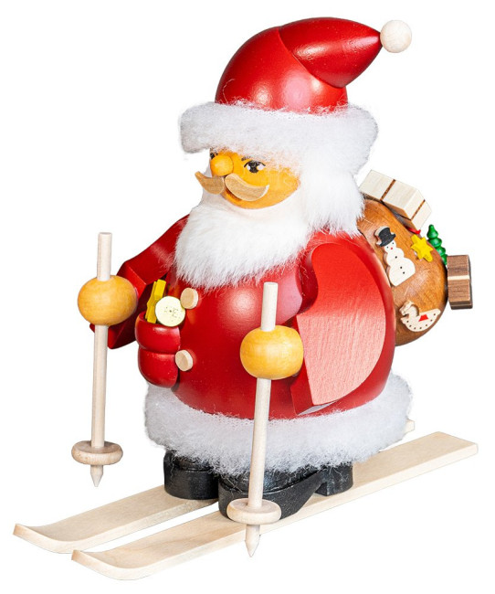 Räuchermännchen Weihnachtsmann auf Skier 
