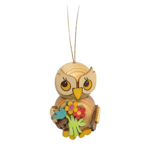 Baumbehang Eulenkind mit Blumenstrauß