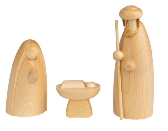 Schalling Krippenfiguren Heilige Familie 3-teilig, natur