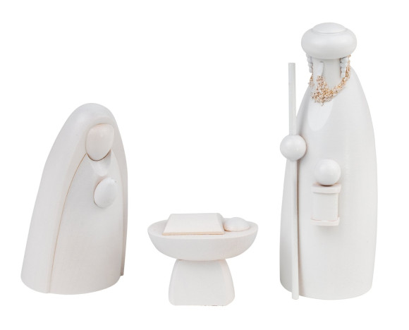 Heilige Familie 3-teilig weiß lasiert