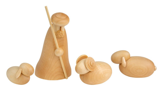 Hirte kniend mit Schafen, natur