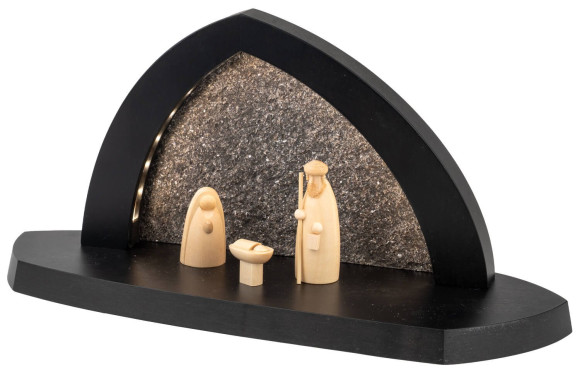 Seiffener Volkskunst LED-Gesteinsbogen anthrazit Schalling Heilige Familie USB-C