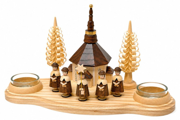 Müller Teelicht Kerzenhalter Seiffener Kirche und Kurrende