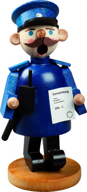 Räuchermännchen Polizist blau mit Funkgerät