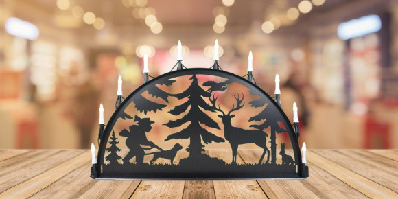 LED Metall Außenschwibbogen Jäger 1,00 x 0,50 Meter