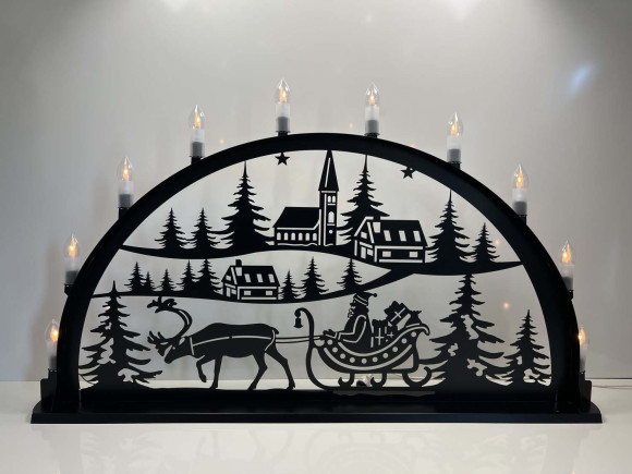 LED Metall Außenschwibbogen Kutsche 2,00 x 1,00 Meter