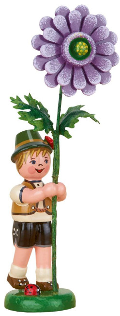 Blumenkind Junge mit Dahlie